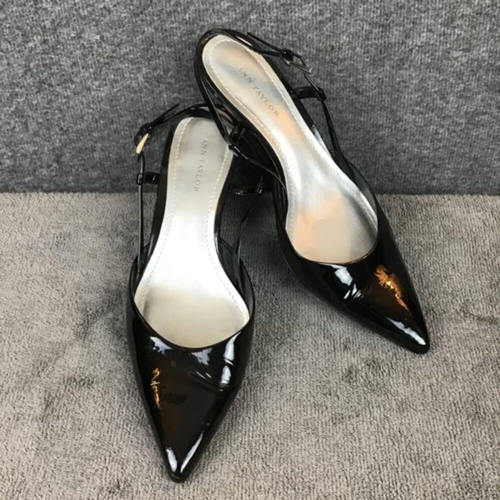 Ann Taylor Kitten Heel Look Pointed Toe Wedge Pointed Toe Sz 6N Patent Leather